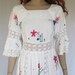 Vintage 60s 70s Embroidered Lace Mexican Wedding Dress. X small