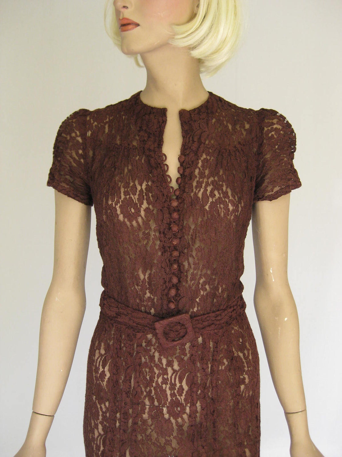 brown lace dress with sleeves