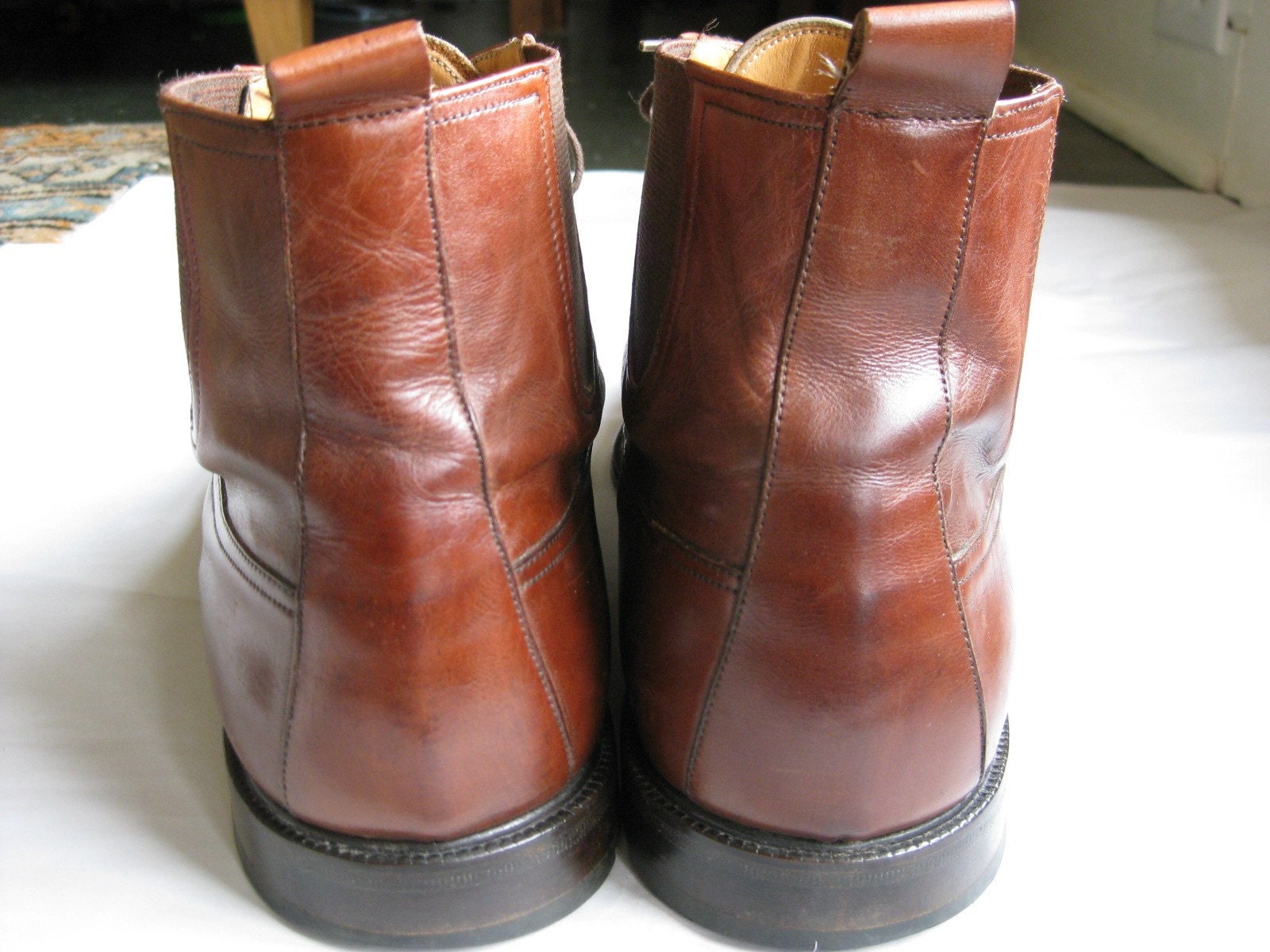 MENS VINTAGE BROWN LEATHER HIPSTER BOOTS. SIZE 10