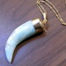 Amazonite Talon Tooth Pendant Necklace 24K Gold Dipped