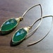 Green Onyx Faceted Marquise Earrings 24K Gold Dipped
