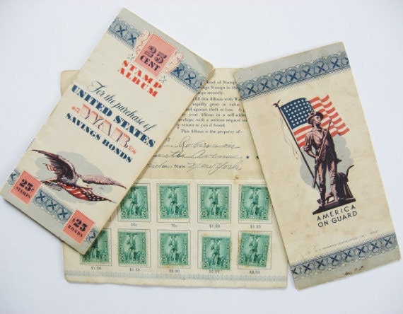 Lot of 3 Vintage 1942 US War Savings Bonds Stamp Books