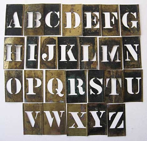 Set 1920's Vintage Brass Stencils Complete Alphabet for