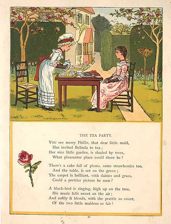 Sweet 1890's Kate Greenaway The Tea Party Print