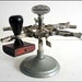 Vintage 1940's Standard Industrial Office Metal Desk Top Rotating Rubber Stamp Holder for 6 Stamps