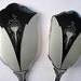 Vintage 1930's Art Deco 4 Pc Vanity Set in Black, White, Silver Gray w Chromium Plate, Urn, Flowers