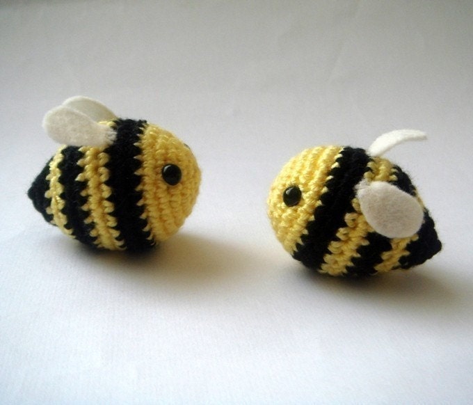 Crocheted bumble bees