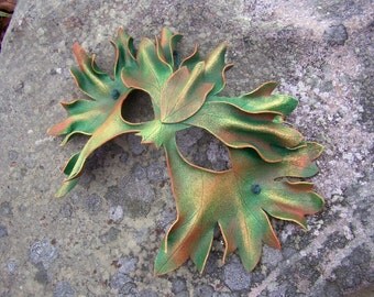 Autumn Green Man Leather Mask