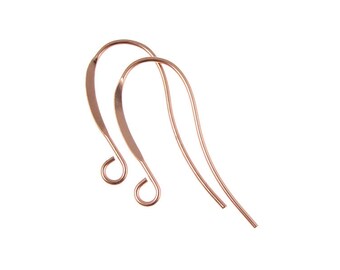 144 Copper Earring Findings - Bright Copper Plated Tall French Earring Hooks - Copper Ear Findings (FB1)