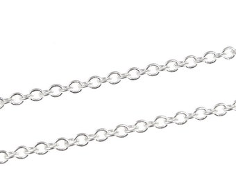 36 Inches of Silver Chain - 2mm Round Cable Chain - Loose Necklace Chain Silver Plated Craft Chain for Jewlery Making (FSCHS10)