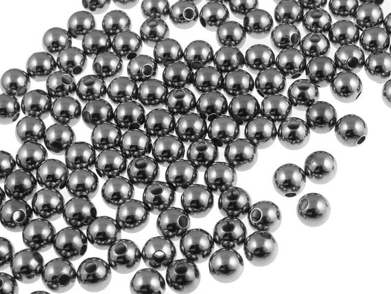 144 Round 5mm GunMetal Beads Gun Metal Beads by LythaStudios