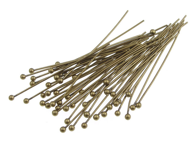 48 Brass Ball Pins 1.5 Antique Brass Ball Head Pins 22