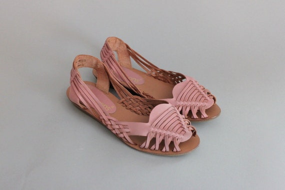 huarache peep toe flat