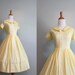 1950s Dress / Vintage Dress / 50s Sheer Dress / Lemon Organdy / 50s Dress