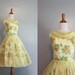 60s Party Dress / 1960s Chiffon Dress / 60s Yellow Floral Party Dress