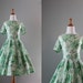 Vintage 50s Dress / 1950s Spring Green Dress / 50s Summer Dress