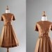 60s Dress / 1960s Silk Dress / Bronze Bows Silk Dress / Vintage Dress