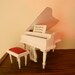 Miniature All White Baby Grand Piano with bench