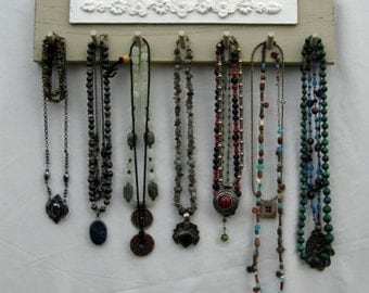 NECKLACE HOLDER Jewelry Organizer And Display Beige and Cream Shabby Chic