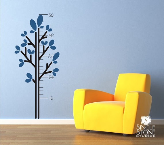 Growth Chart Wall Decals Leafy Tree Vinyl Stickers Art Wall