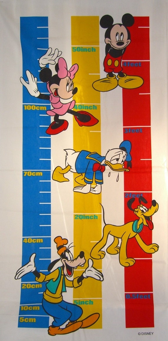 Panel Cotton Fabric Disney Growth Chart Mickey Minnie Donald