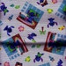 Half Yard Japanese Canvas Cotton Fabric Lilo Stitch Disney Light Blue Tags Labels Squares