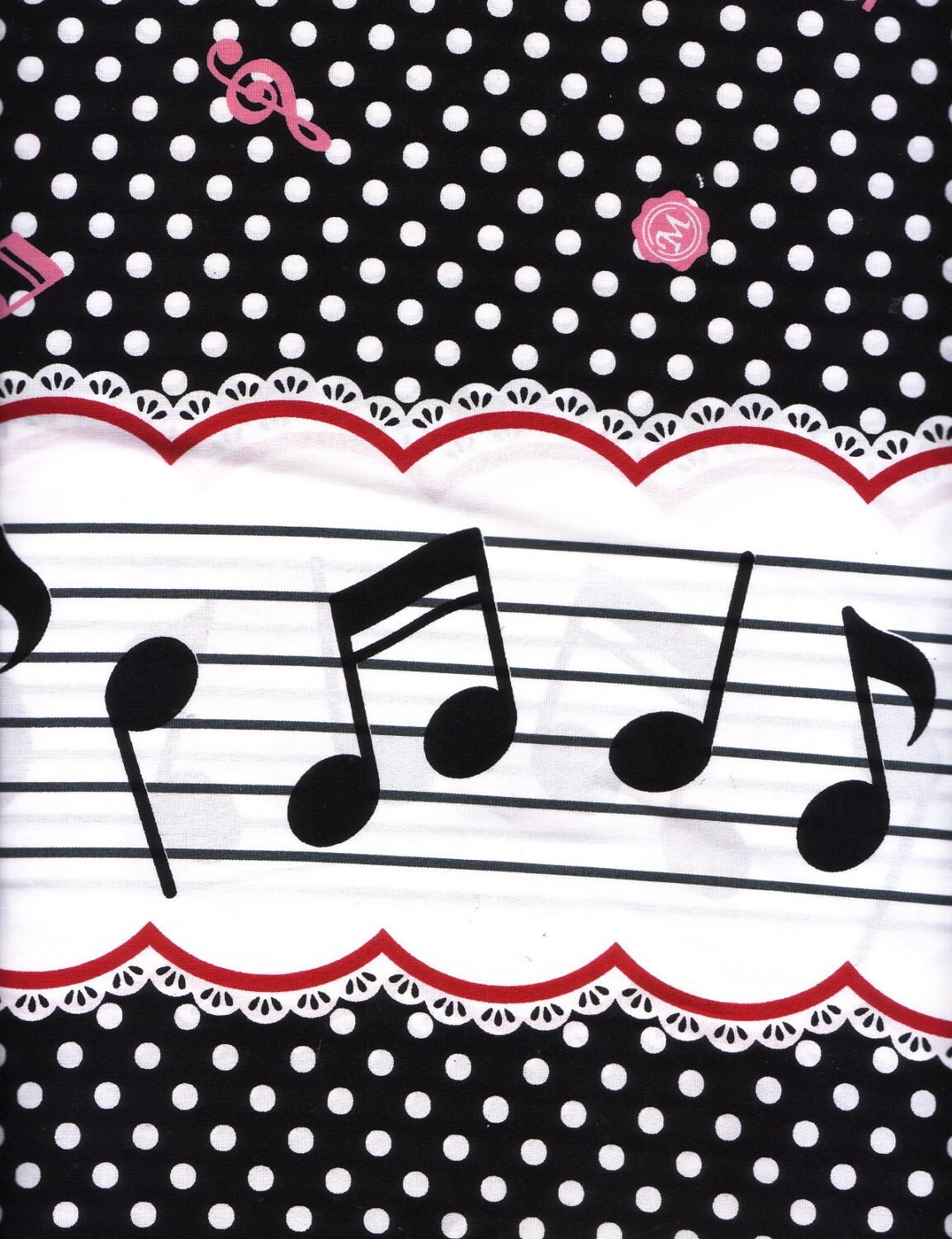 One Yard Japanese Cotton Fabric Music Notes Melody Musical