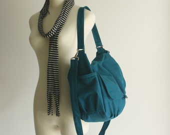 Teal zipper messenger bag , canvas shoulder handbag ,back to school laptop bag , Women gift, mom diaper bag / Sale 30% - no.18 -DANIEL
