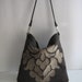 Damask -black and olive shoulder bag with leather strap