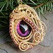 Gothic Steampunk Gold Evil Eye Pendant Grande Baby and Rhinestones