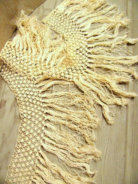 Antique Hand Knotted Fringe Trim Embellishment