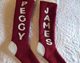 Primitive Folk Art Christmas Stocking Personalized - Instant Download - EPattern