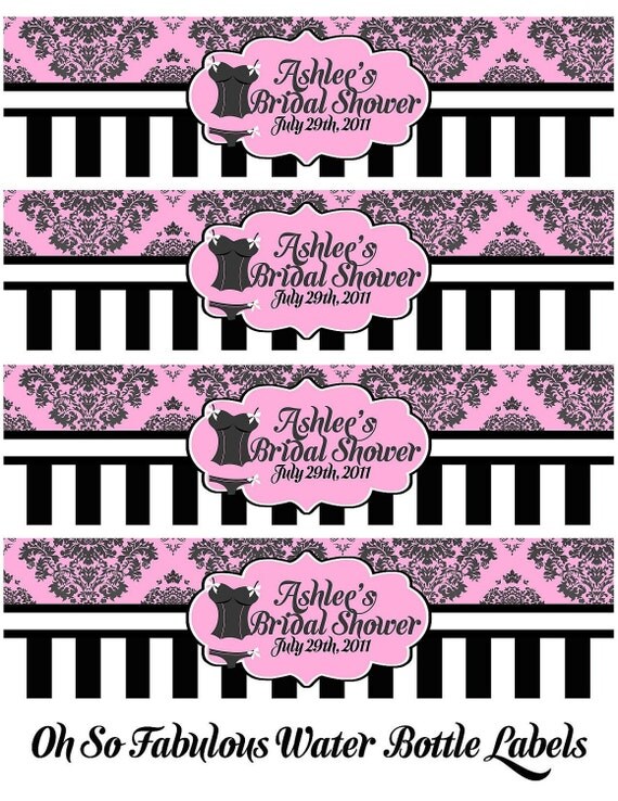 Items similar to Ooh La La Bridal Shower Water Bottle Labels Pink or ...