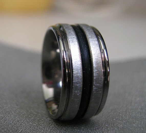 Titanium Black Rubber Ring or Wedding Band