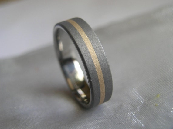 Items similar to Titanium Gold Ring or Wedding Band Sandblasted Finish ...