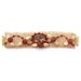 Crochet wire hedgehog bracelet gold plated with red jasper rose flowers and stones and mother of pearl leaves