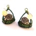 Hedgehog earrings, crochet wire with gold plated earring hooks and mother of pearl flowers