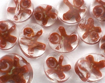 Handmade Lampwork Murrine Gingerbread Man 104 COE Murrini Slices 10