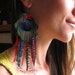 PRETTY BIRD - Peacock feather earrings with multi colored feathers layered grizzly feathers Feather earrings Shorter feather earrings