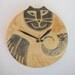 Pottery wall clock: Siamese Cat brown buff blue eyes handmade