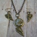 Clockwork Wing Key Necklace and Earring Set, Steampunk Jewelry by Simply Willow, Birthday Christmas Anniversary Hannukah GIFT