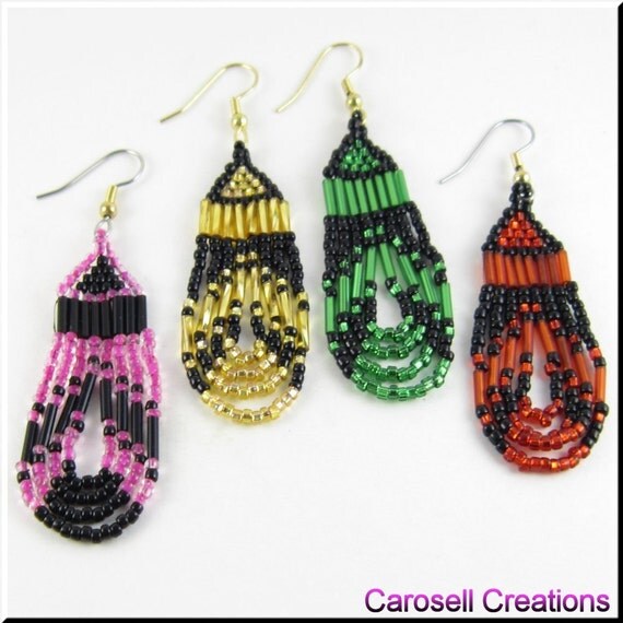 Native American Style Beadwork Dangle Seed Bead by carosell