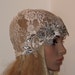 Great Gatsby Revival-Haute Couture White lace Rhinestone Silver Bead embellished Bridal Cap-CRBoggs Original Design