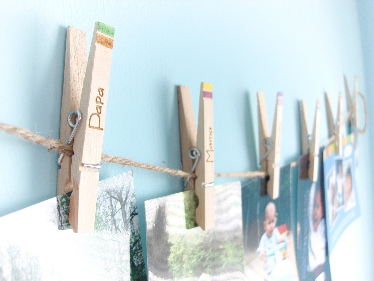 Engraved Clothespin Display Line Customizable Photographs