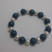 Stretch Bracelet Genuine Blue Coral and Freshwater Pearl Bead Bracelet