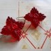 Red Glass Flower Cabochon Barrettes Gold Foil Backs 1950s Vintage Stock