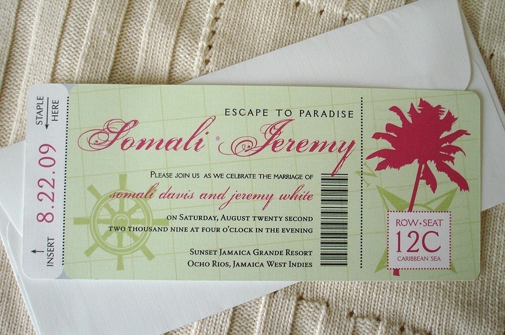 Cruise Destination Wedding or Bridal Shower boarding pass