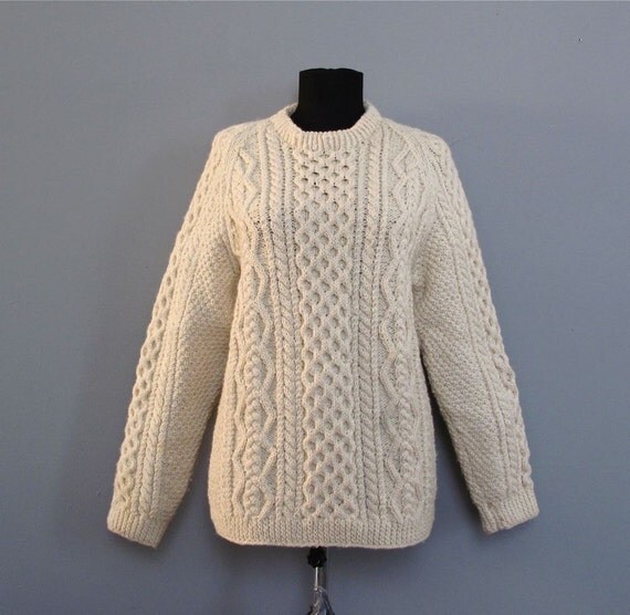 vintage ARAN scottish fisherman's sweater S M