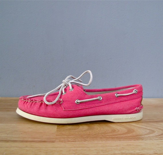 vintage HOT PINK sperry top siders 7