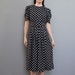 vintage BLACK polka dot dress S